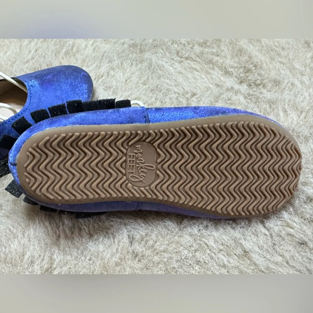 Blue Kids Moccasins 4-5Y Monkey Feet